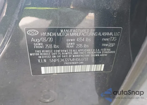 2021 Hyundai Sonata Sel Plus from USA, damaged, VIN 5NPEJ4J27MH063731